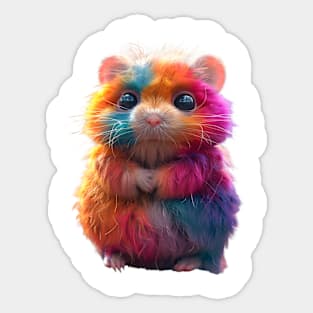 Very Colorful Sad Hamster Looking Very Cute Sticker
